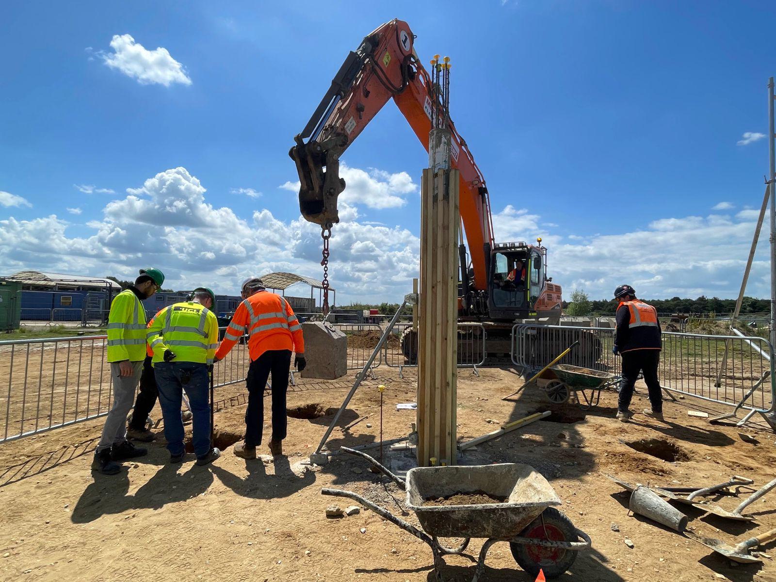 Civil engineering work taking place on site