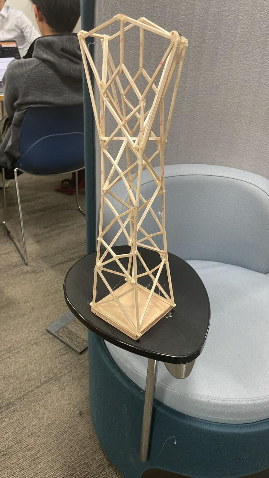 A hand-built timber structural tower