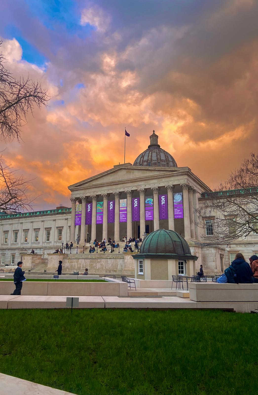 UCL campus at sunset